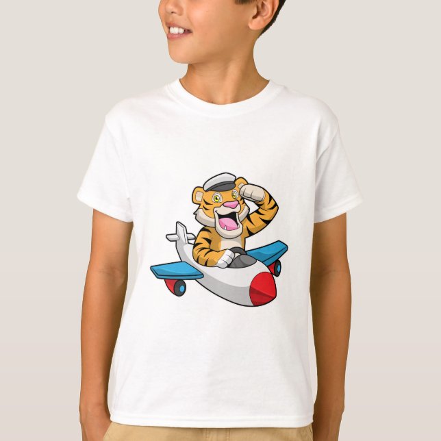 T-shirt Tiger comme pilote dans l'avion (Devant)