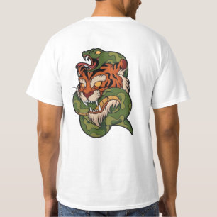 T-shirt Tiger contre Serpent Wild Animal Battle Artwork