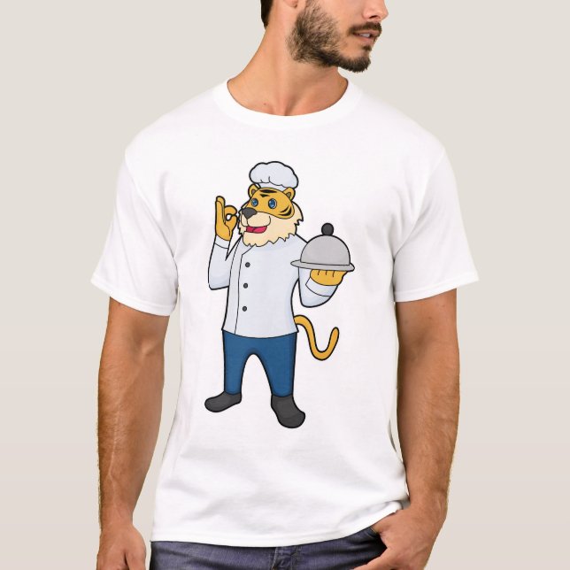 T-shirt Tiger Cook Chef hat Platter (Devant)