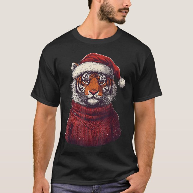 T-shirt Tiger Douleur moche Noël du Père Noël (Devant)
