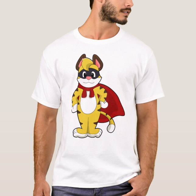 T-shirt Tiger en héros avec Masque et Cap (Devant)