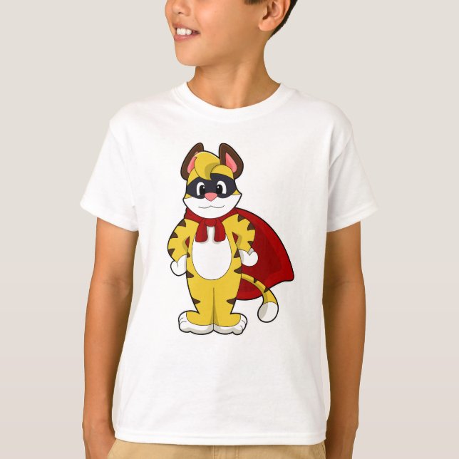 T-shirt Tiger en héros avec Masque et Cap (Devant)