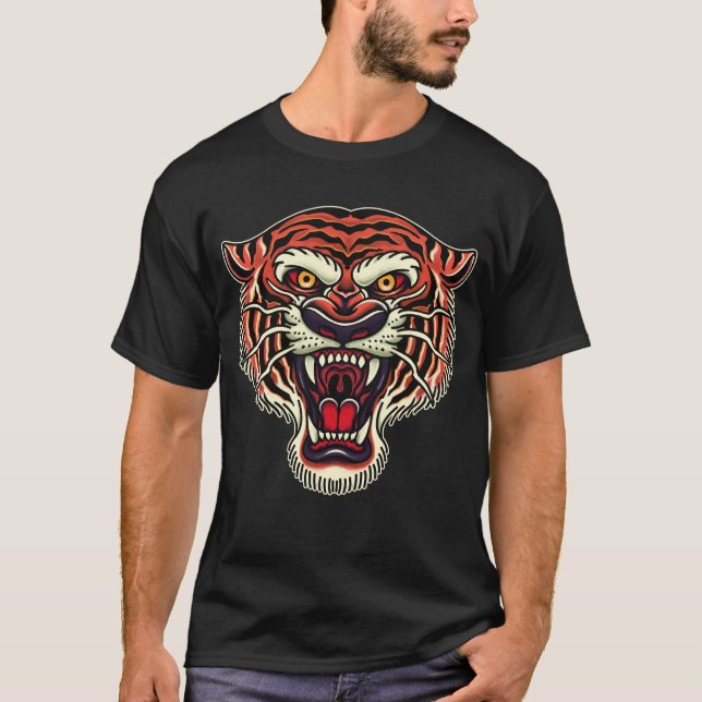 T-shirt Tiger Head Old School Style tatouage (Devant)