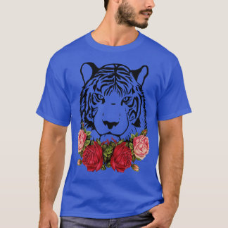 T-shirt Tiger Roses Big Cat Wildlife Strewear 1