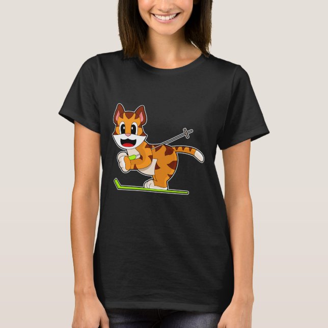 T-shirt Tiger Skier Ski Sports d'hiver (Devant)