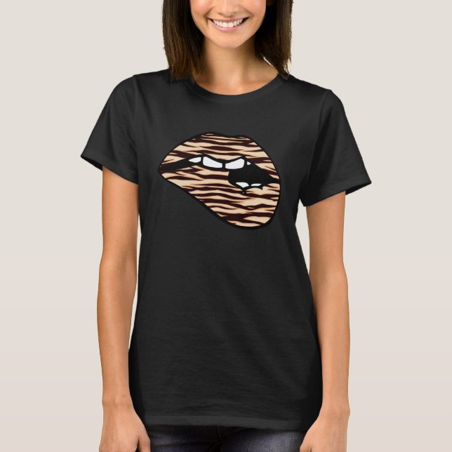 T-shirt Tigre à bouche à lèvres Imprimer Femmes mignonne G (Devant)