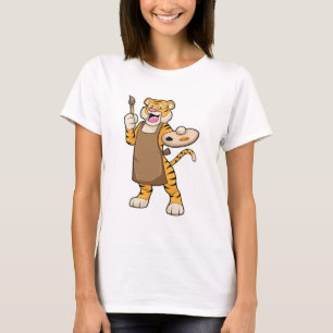 T-shirt Tigre à la peinture avec peinture et pinceau
