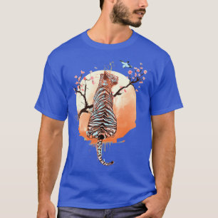 T-shirt Tigre à sakura arbre version sombre