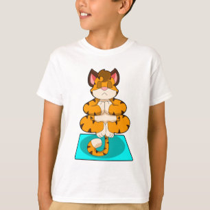 T-shirt Tigre au Yoga sur tapis de Yoga