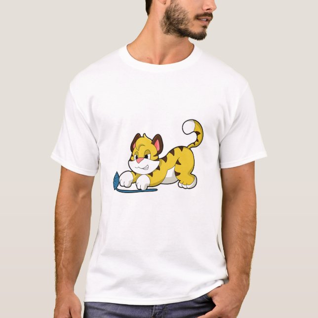 T-shirt Tigre avec fil de laine balle (Devant)