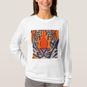 T-shirt Tigre (blanc) - Chemise pour femmes à manches long