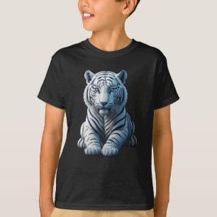 T-shirt Tigre blanc mignon avec rayures noires