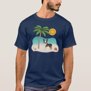 T-shirt Tigre Boston Terrier sur une plage tropicale d'été