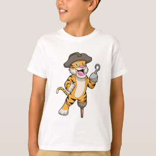 T-shirt Tigre comme pirate avec jambe en bois et main croc