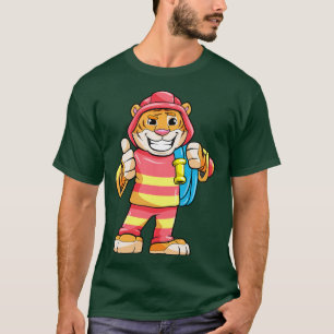T-shirt Tigre comme pompier avec tuyau