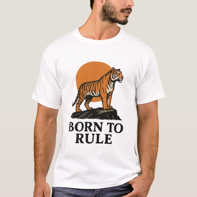 T-shirt Tigre couché de soleil sur la roche - Bold Wildlif (Devant)