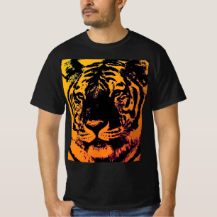 T-shirt Tigre d'art pop orange jaune noir