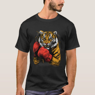 T-shirt Tigre de boxe avec gants de boxe Kickboxing Drôle