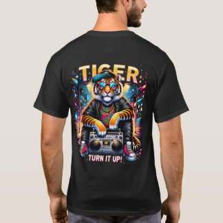 T-shirt Tigre de style rue rétro avec Boombox - Ur vibrant