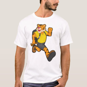 T-shirt Tigre en marche avec sac à dos