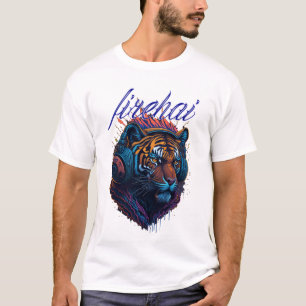 T-shirt tigre firehai avec design graphique casque