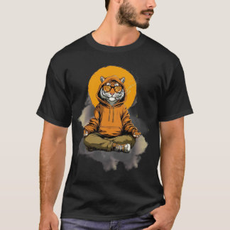 T-shirt Tigre Mignon en Méditation – Conception de Dessin