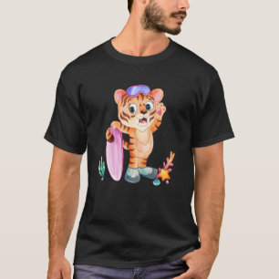 T-shirt Tigre mignon surfant Tigre chat d'été Pour Tigre