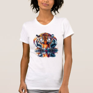 T-shirt Tigre regardant son reflet dans l'eau