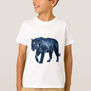 T-shirt Tigre surréaliste en silhouette avec double exposi