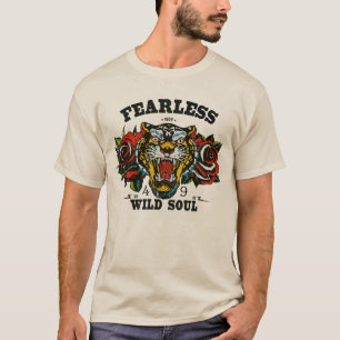 T-shirt Tigre tattoo old school fleur fearless wild soul