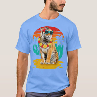 T-shirt Tigre vintage portant lunettes de soleil Hawaii Su