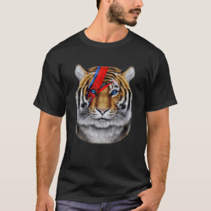 T-shirt Tigre Visage Peint Avec Éclair Rouge
