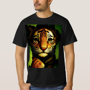 T-shirt Tigreau audacieux dans les feuilles de la jungle