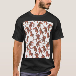 T-shirt Tigres vintages, motif sans couture dessiné à la m