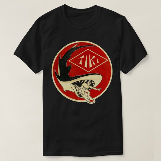 T-shirt TIKI Surf Attention à ces requins mecs (Design devant)
