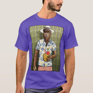 T-shirt Tiki Werewolf avec un arrière - plan thatch