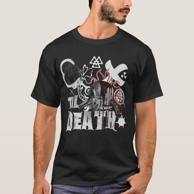 T-shirt Til Death Crâne Bachelor Party Rock gothique (Devant)