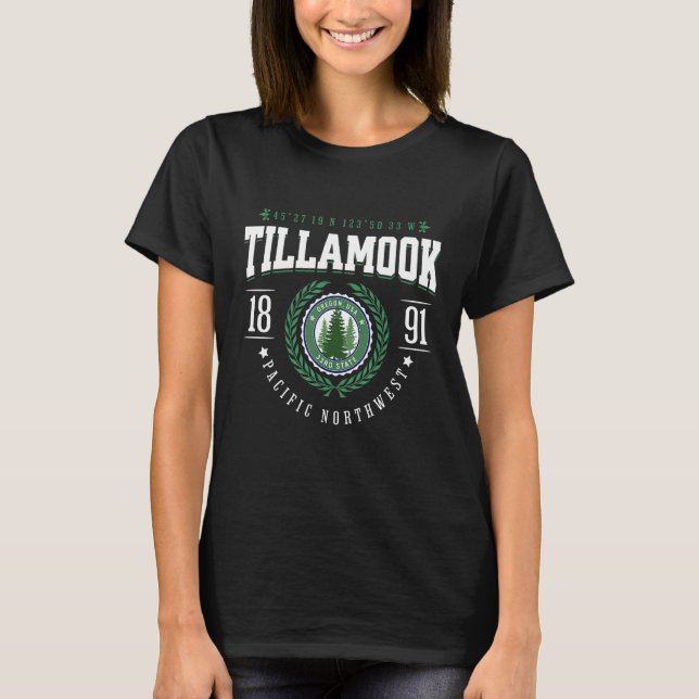 T-shirt Tillamook Oregon State Pine Tree OR Souvenir Retro (Devant)