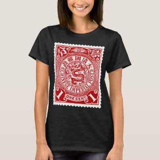 T-shirt Timbre chinois antique sur les poches en rouge