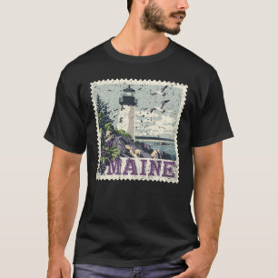 T-shirt Timbre de l'État du Maine en détresse Vintage État