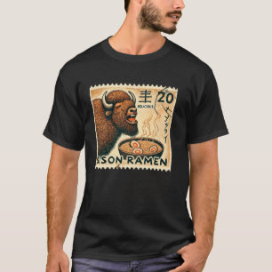 T-shirt Timbre de nouilles de l'art rupestre japonais Biso