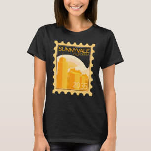 T-shirt Timbre De Postage Avec Coucher De Soleil À Sunnyva