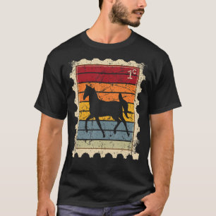 T-shirt Timbre De Postage Avec Un Cheval Du Coucher De Sol