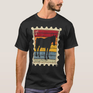 T-shirt Timbre-poste avec un cheval de coucher de soleil 3