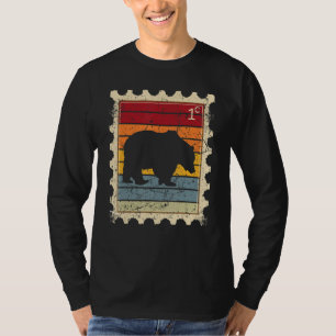 T-shirt Timbre-Poste Avec Un Ours De Coucher De Soleil