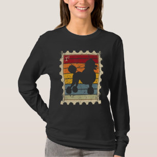 T-shirt Timbre-poste avec un Poodle au coucher du soleil 1