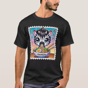 T-shirt Timbre-poste d'art japonais pop Mignon Poulain Zèb