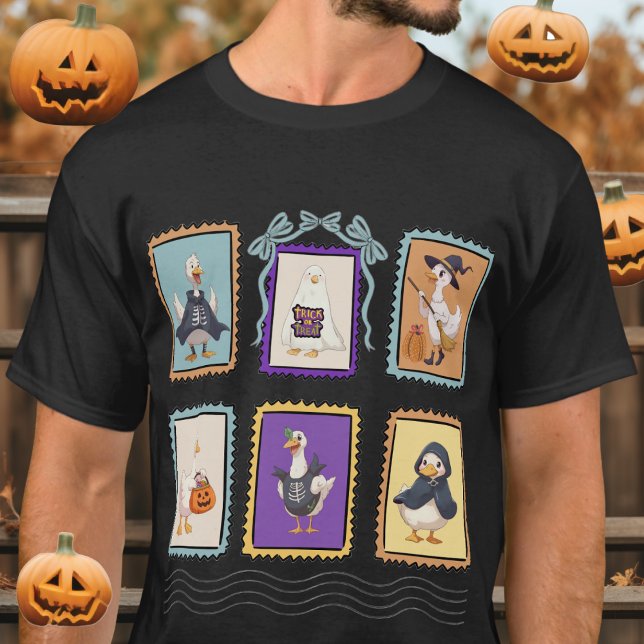 T-shirt Timbre rétro d'Halloween Goose (Halloween Goose Retro Stamp Tee)