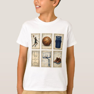 T-shirt Timbres de basket-ball vintage Collection de sport