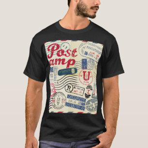 T-shirt Timbres de poste rétro, collection vintage.
